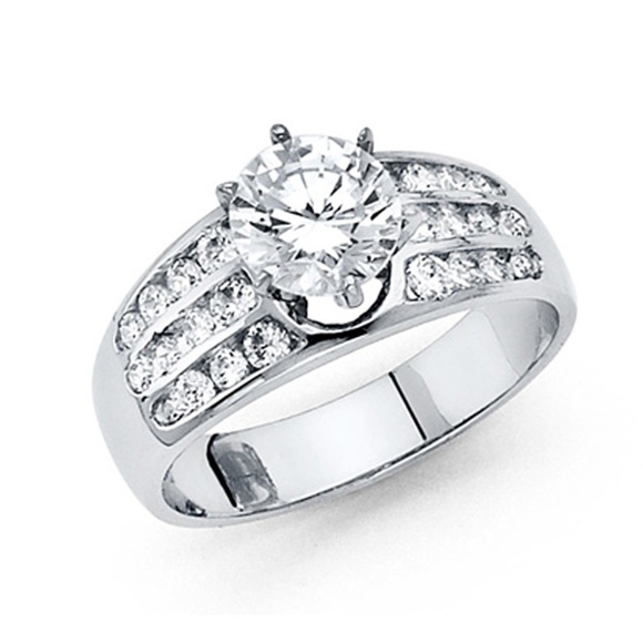 1.25-CT Six-Prong & Channel Side Round-Cut CZ Ring